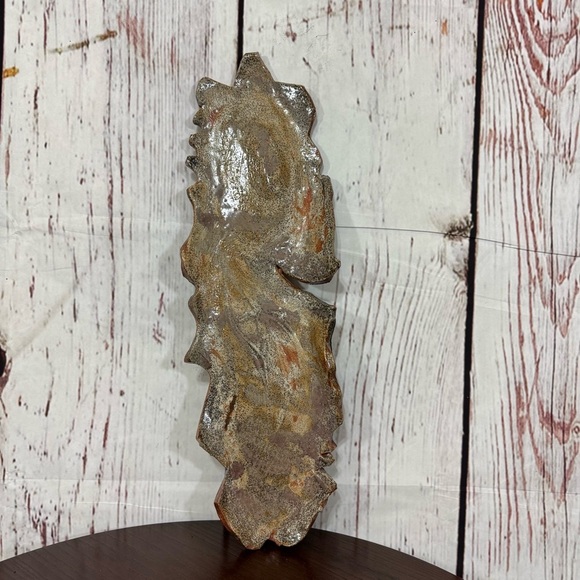 Abstract Art Brown Clay Decorative Serving Trinket Tray Plate local artisan made - Picture 4 of 12